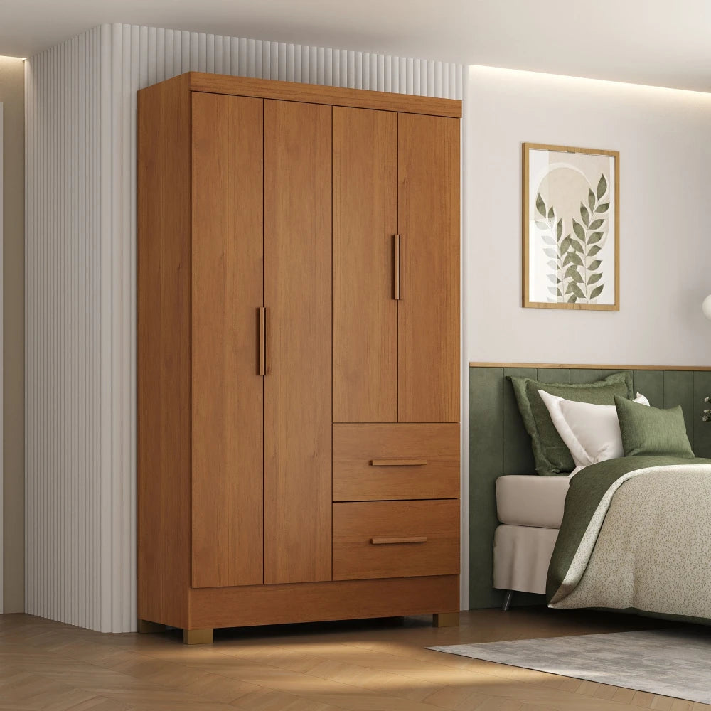 Ropero Max 4 Puertas 2 Cajones - Línea Glam - Natural