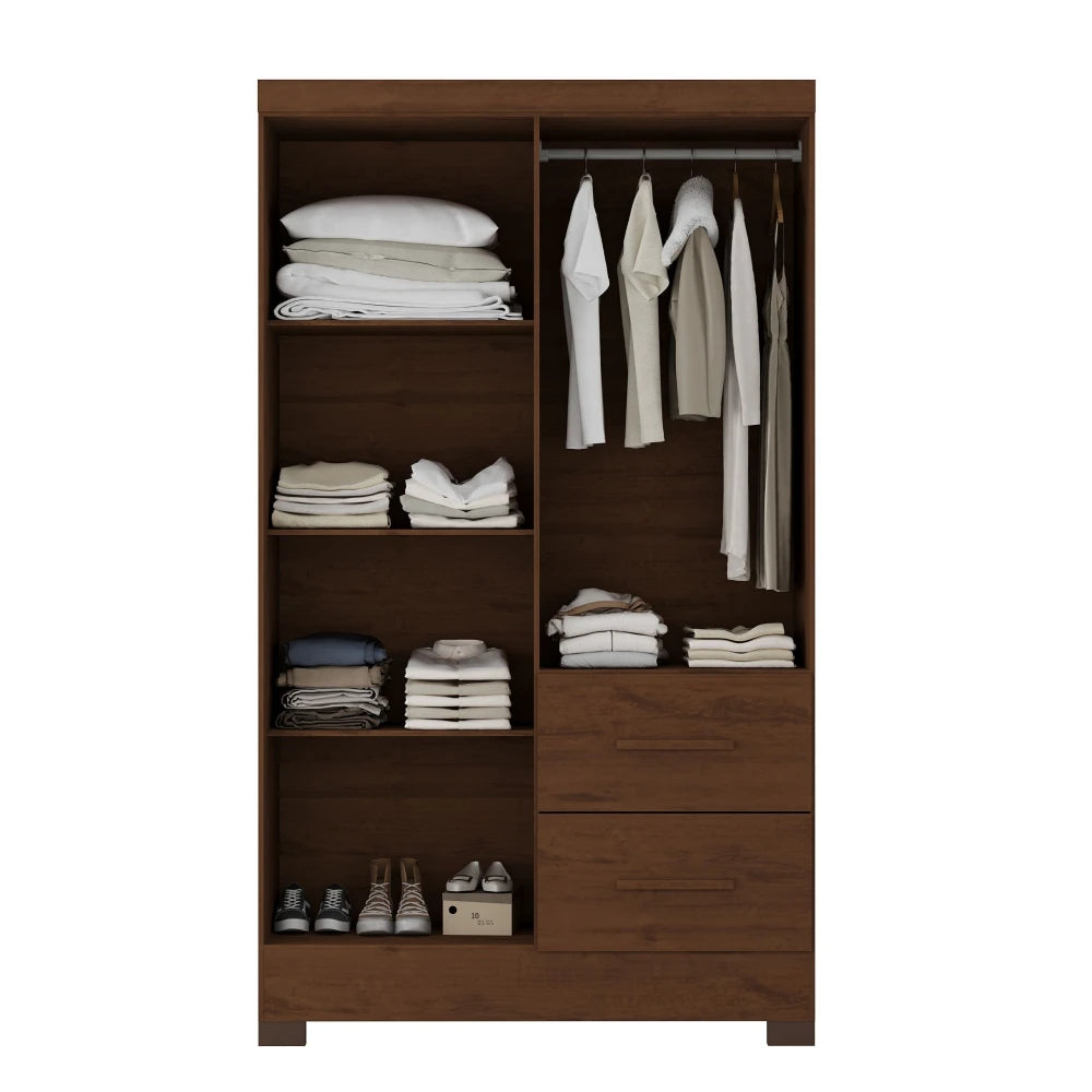 Ropero Max 4 Puertas 2 Cajones - Línea Glam - Nogal