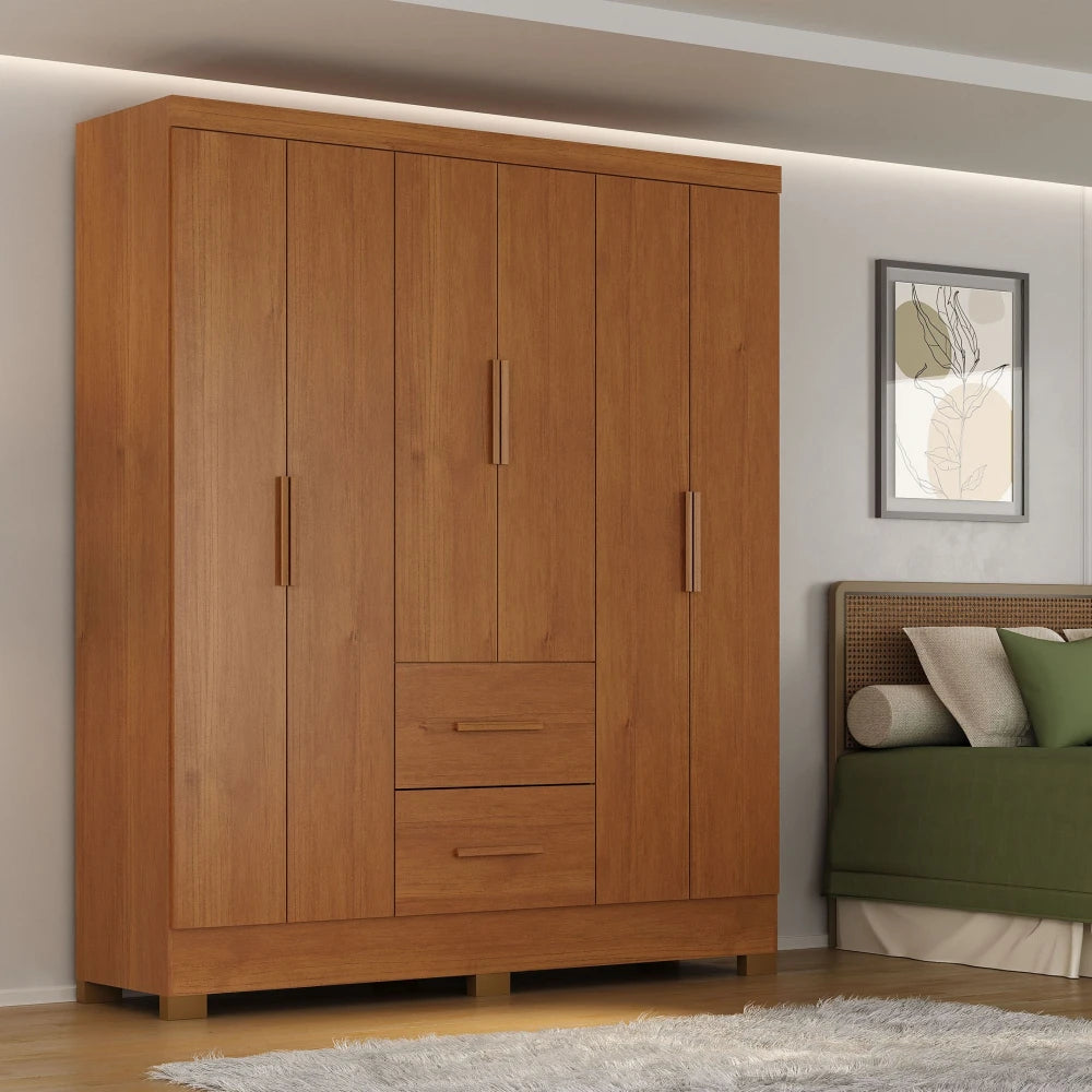 Ropero Max 6 Puertas 2 Cajones - Línea Glam - Natural