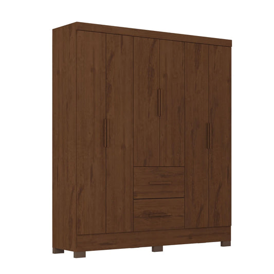 Ropero Max 6 Puertas 2 Cajones - Línea Glam - Nogal