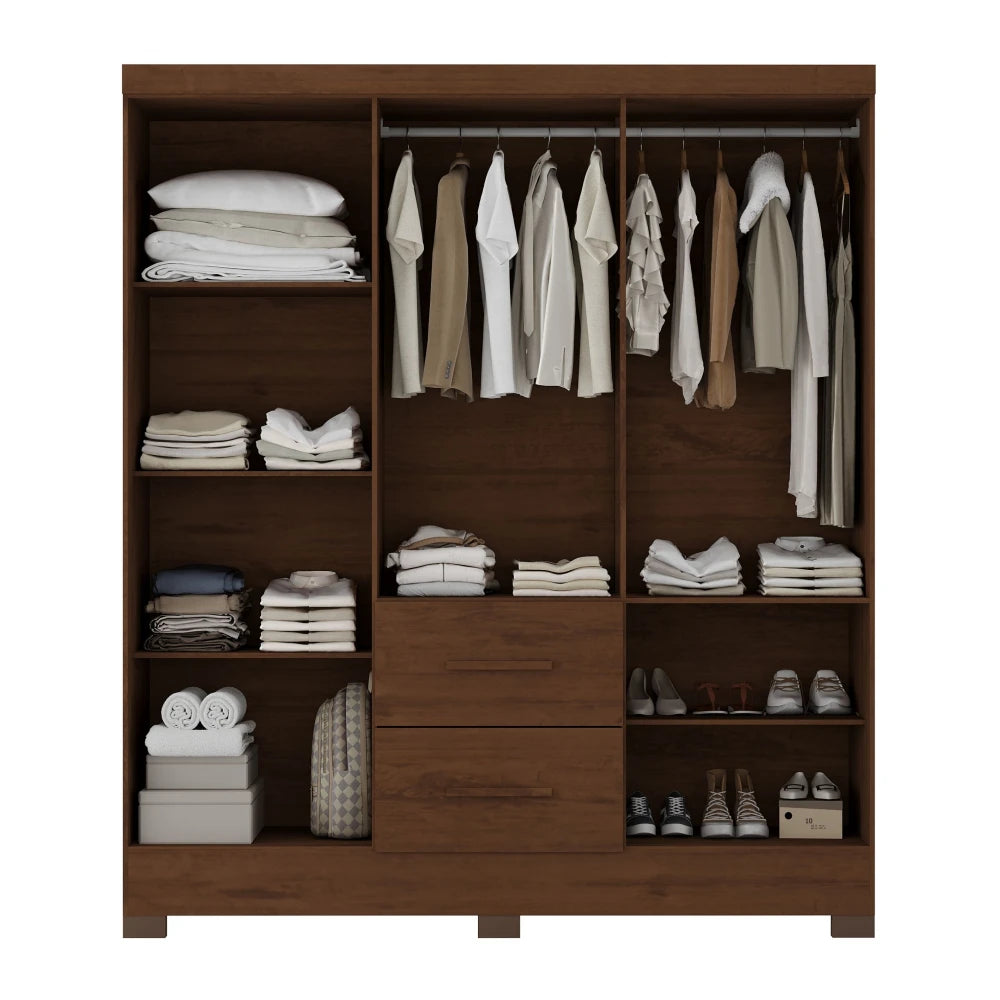 Ropero Max 6 Puertas 2 Cajones - Línea Glam - Nogal