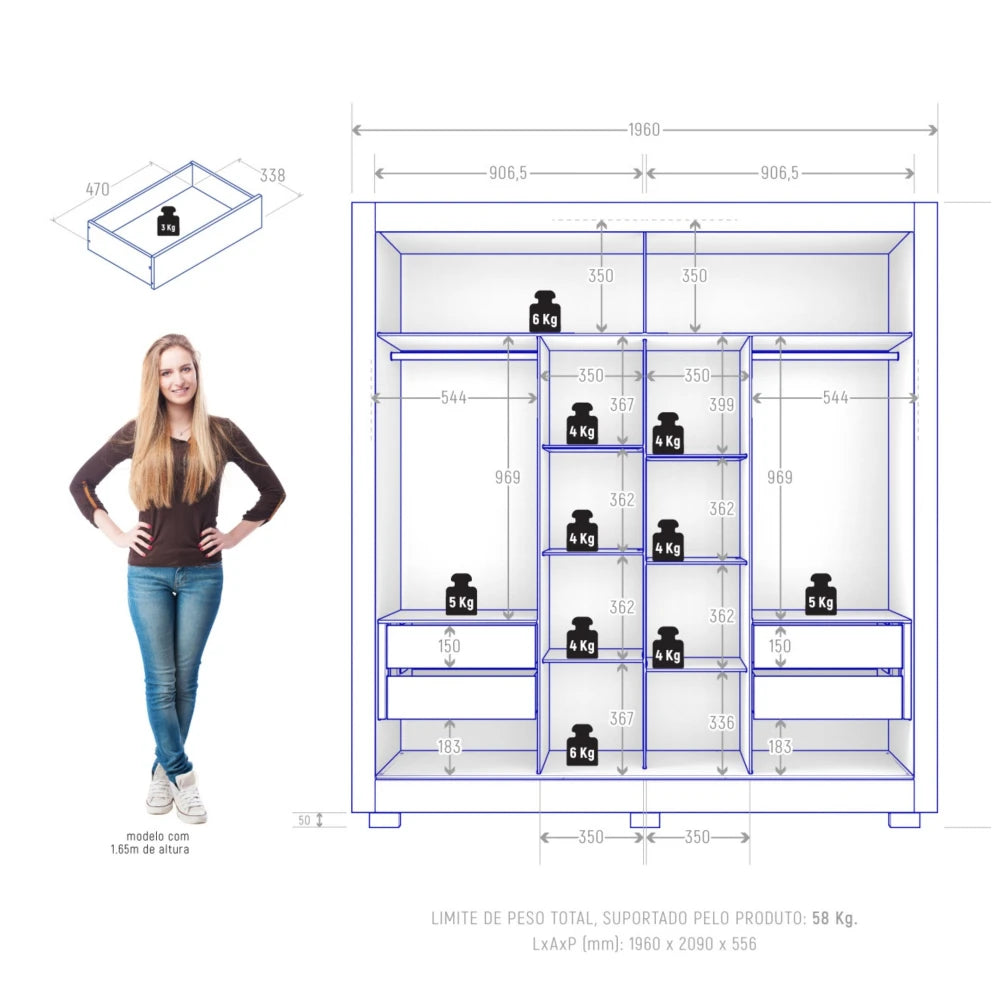 Ropero 2 Puertas Corredizas - Blanco
