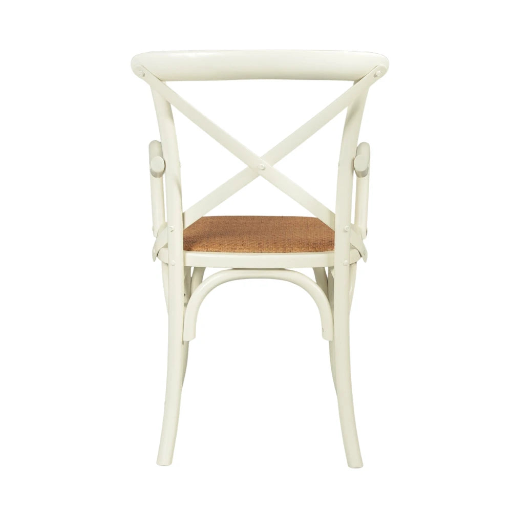 Silla de Abedul cruceta con apoyabrazos - Blanco