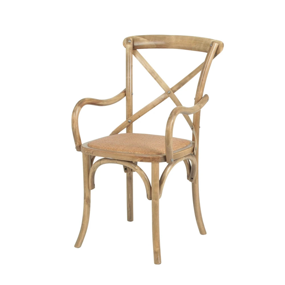 Silla de Abedul cruceta con apoyabrazos - Marrón Claro