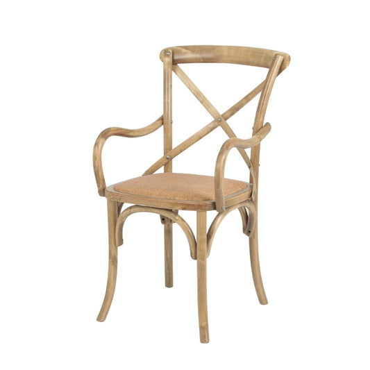 Silla de Abedul cruceta con apoyabrazos - Marrón Claro