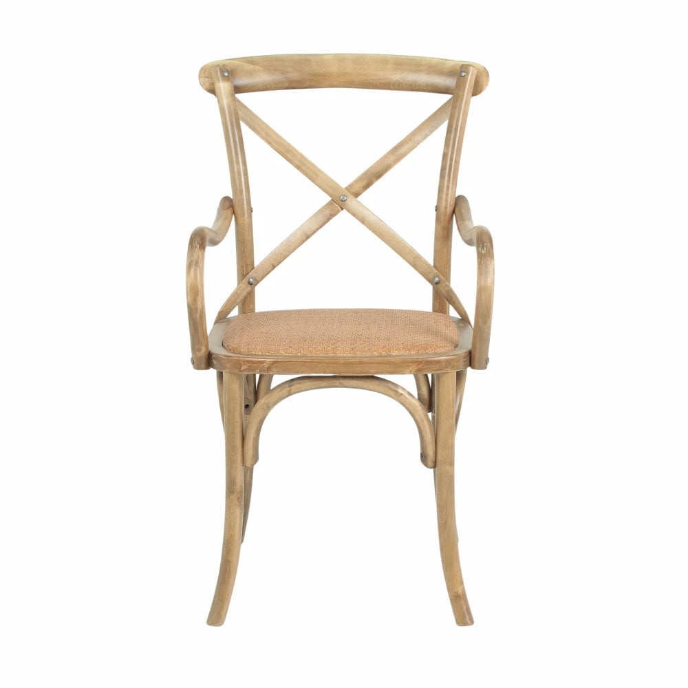 Silla de Abedul cruceta con apoyabrazos - Marrón Claro