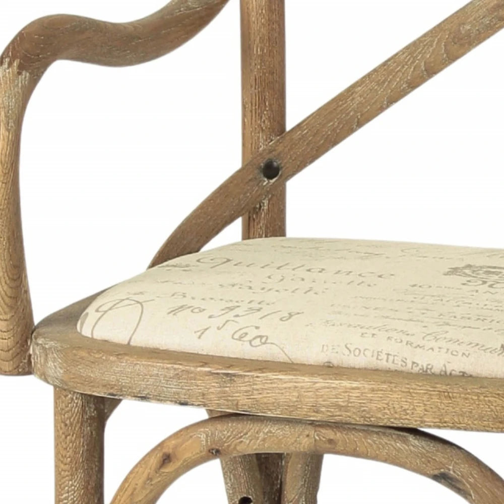 Silla de Roble cruceta con apoyabrazos Tapizada