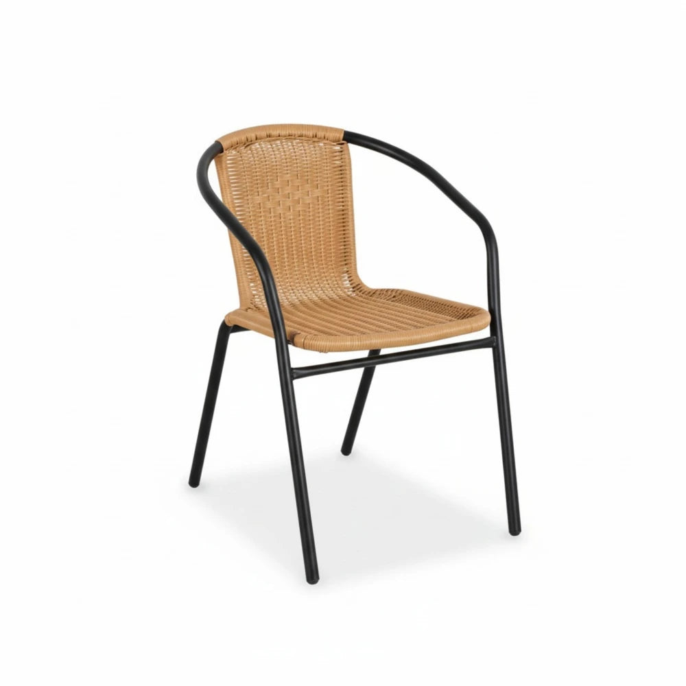 Silla Símil ratán y acero clásica - Negro