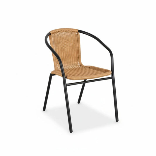 Silla Símil ratán y acero clásica - Beige