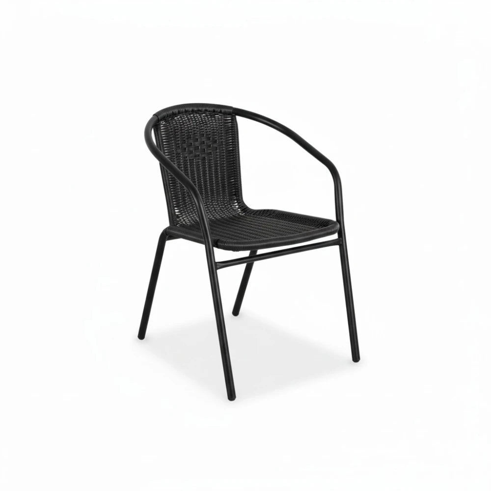 Silla Símil ratán y acero clásica - Negro