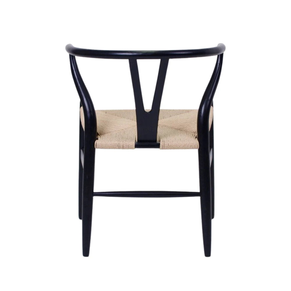 Silla Wishbone - Madera de Haya y Ratán natural - Negro
