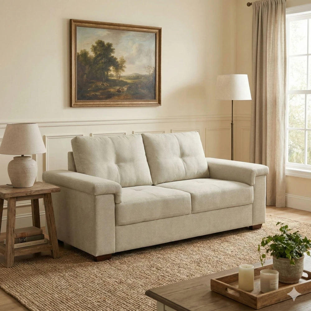 Sillón 2 Cuerpos en tela de Lino - Plaza - Verde