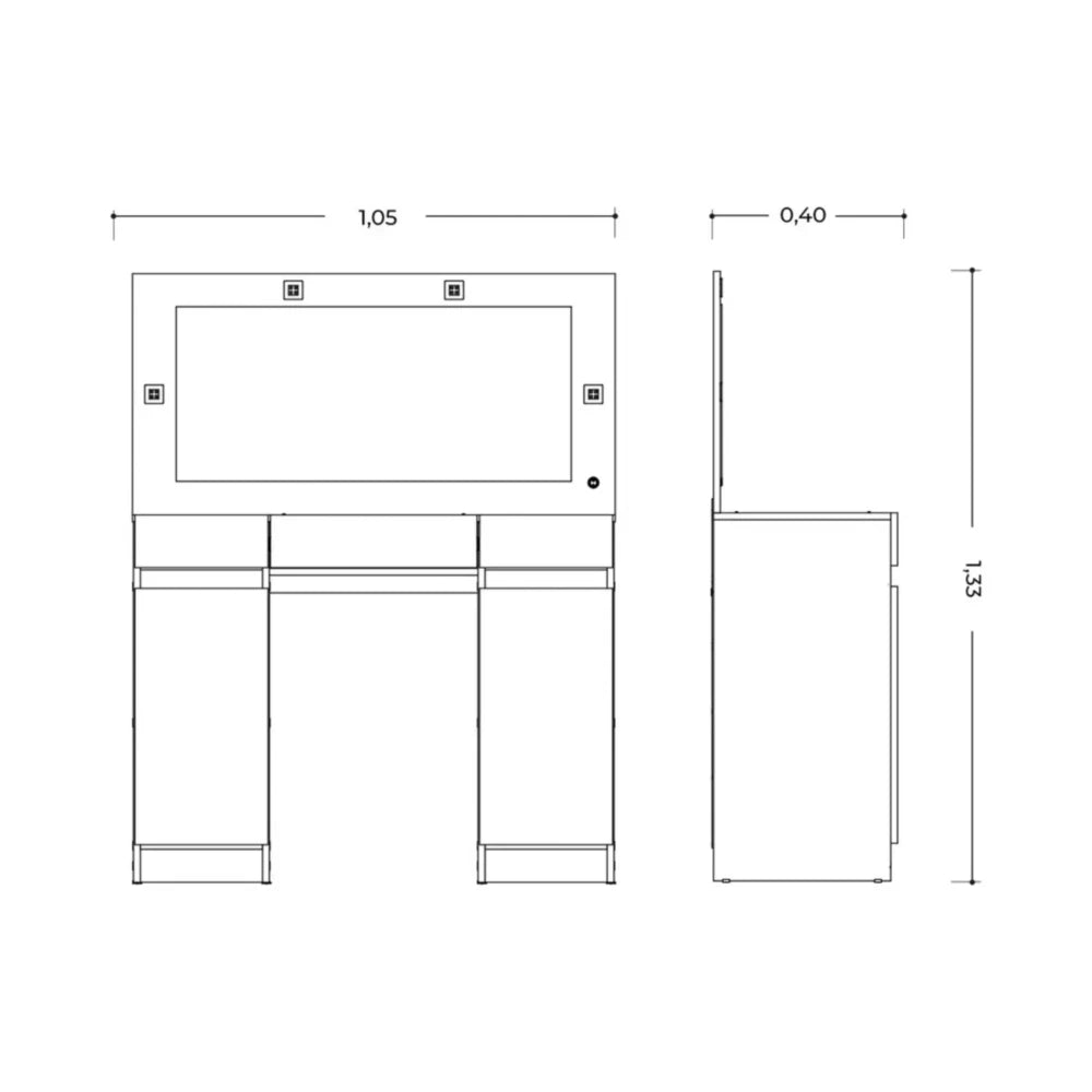 Tocador Espejo Grande Led - Studio - FIT - Blanco