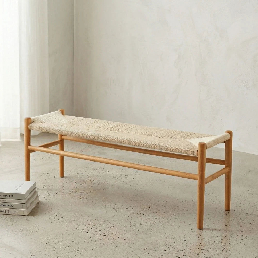 Banco Madera Natural Wishbone - Línea Serena