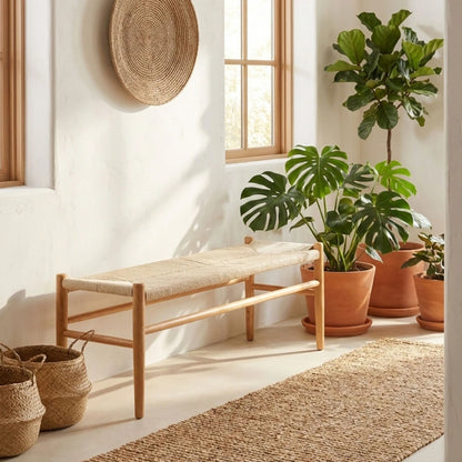 Banco Madera Natural Wishbone - Línea Serena