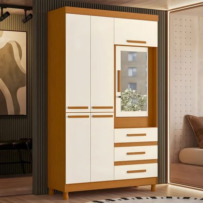 Ropero con Espejo 6 puertas 3 Caj - Línea FIT - Beige