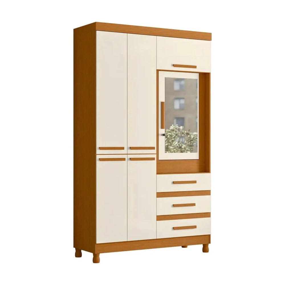 Ropero con Espejo 6 puertas 3 Caj - Línea FIT - Beige