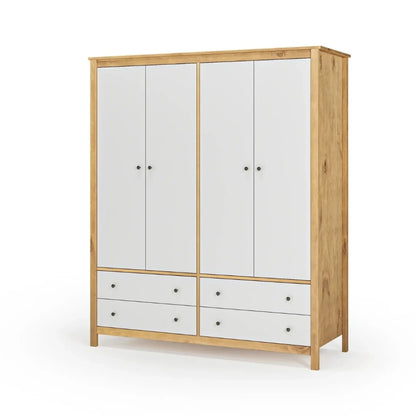 Ropero 4 Puertas 4 Cajones Madera Natural - Línea Maden - Blanco (copia)