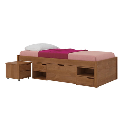 Cama Madera Maciza Con Cajones - 1 plaza - Línea Onix - Natural