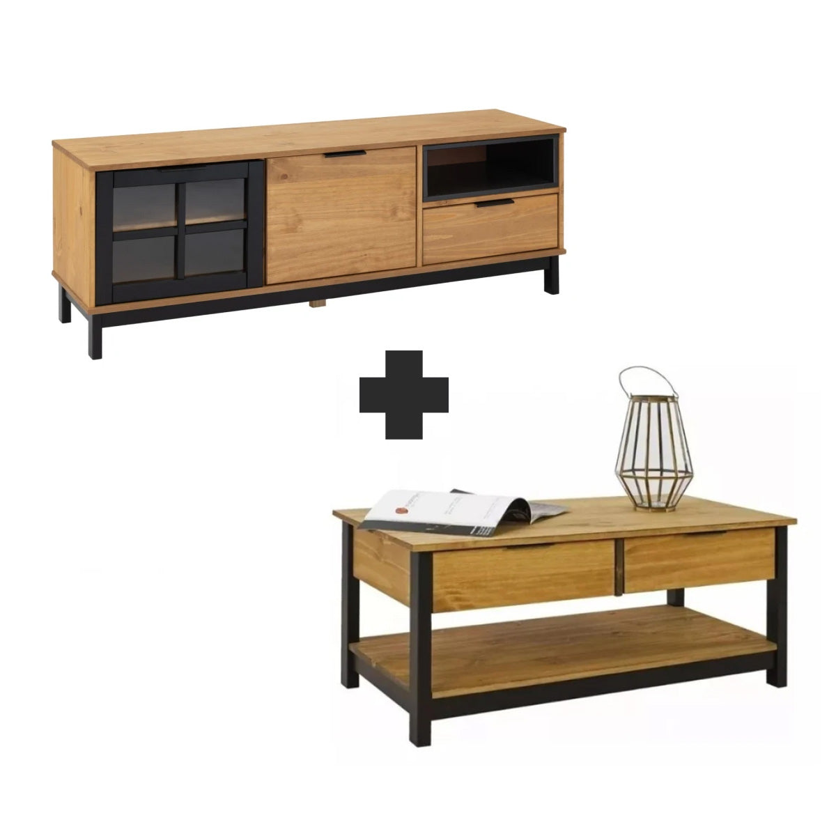 KIT Mesa De Living + Rack de TV Línea Denver