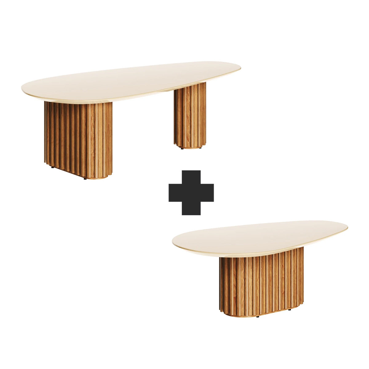 KIT Mesa De Living Oval Mix Small + Large Línea Nevada