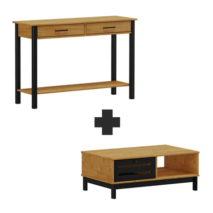 Mesa de living + Mesa de arrime 2 cajones - Linea Loft