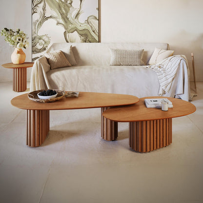 KIT Combo Mesa de Living Oval Mix Small + Large - Línea Nevada - Natural