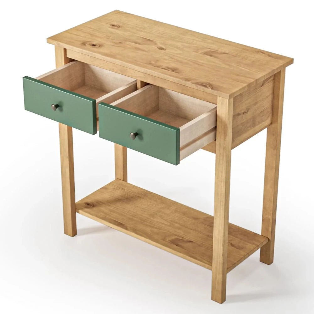 Mesa De Arrime Aparador 2 Cajónes - Línea Maden - Verde