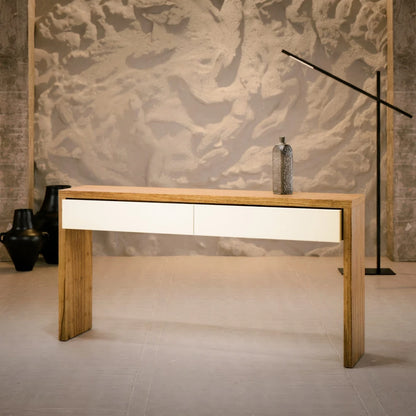 Mesa de Arrime Aparador 2 Cajones NORD - Linea Nevada - Off White / Cinamomo