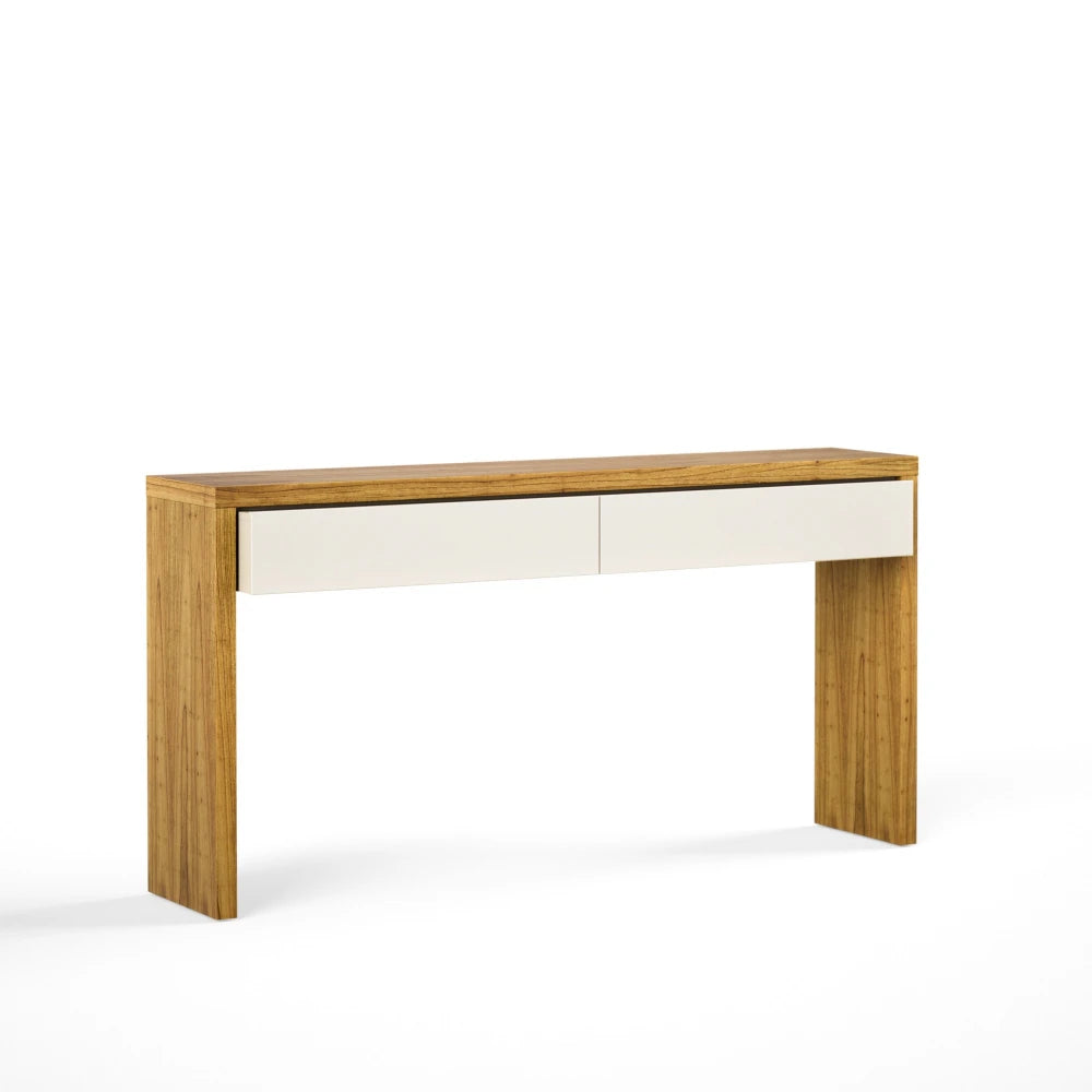Mesa de Arrime Aparador 2 Cajones NORD - Linea Nevada - Off White / Cinamomo