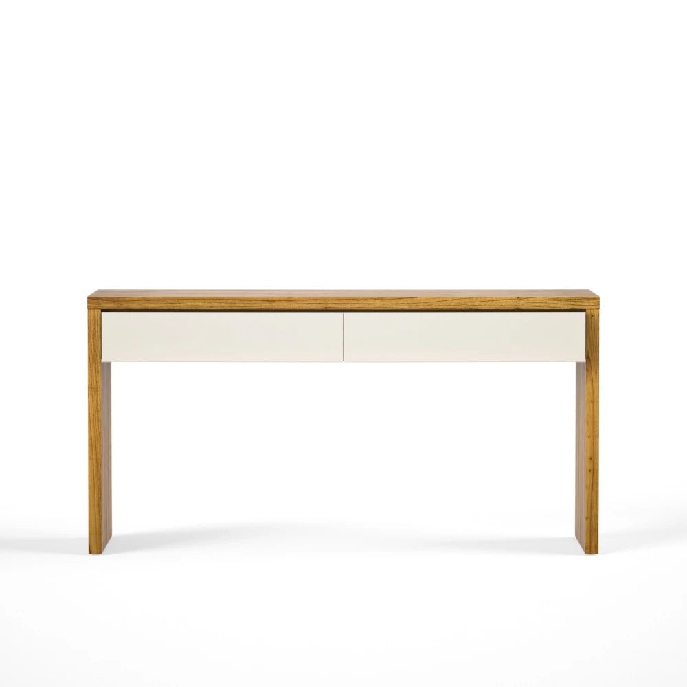 Mesa de Arrime Aparador 2 Cajones NORD - Linea Nevada - Off White / Cinamomo