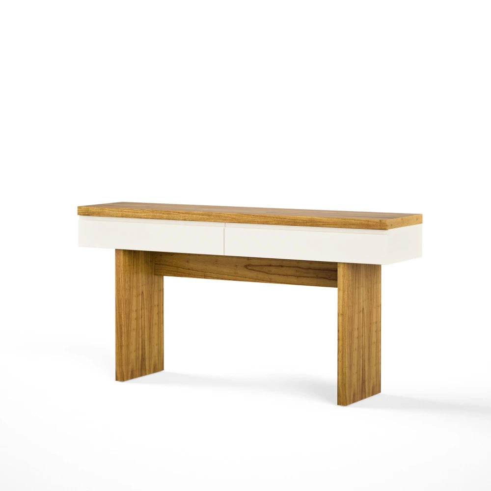 Mesa de Arrime Aparador 2 Cajones SUD - Linea Nevada - Off White / Cinamomo