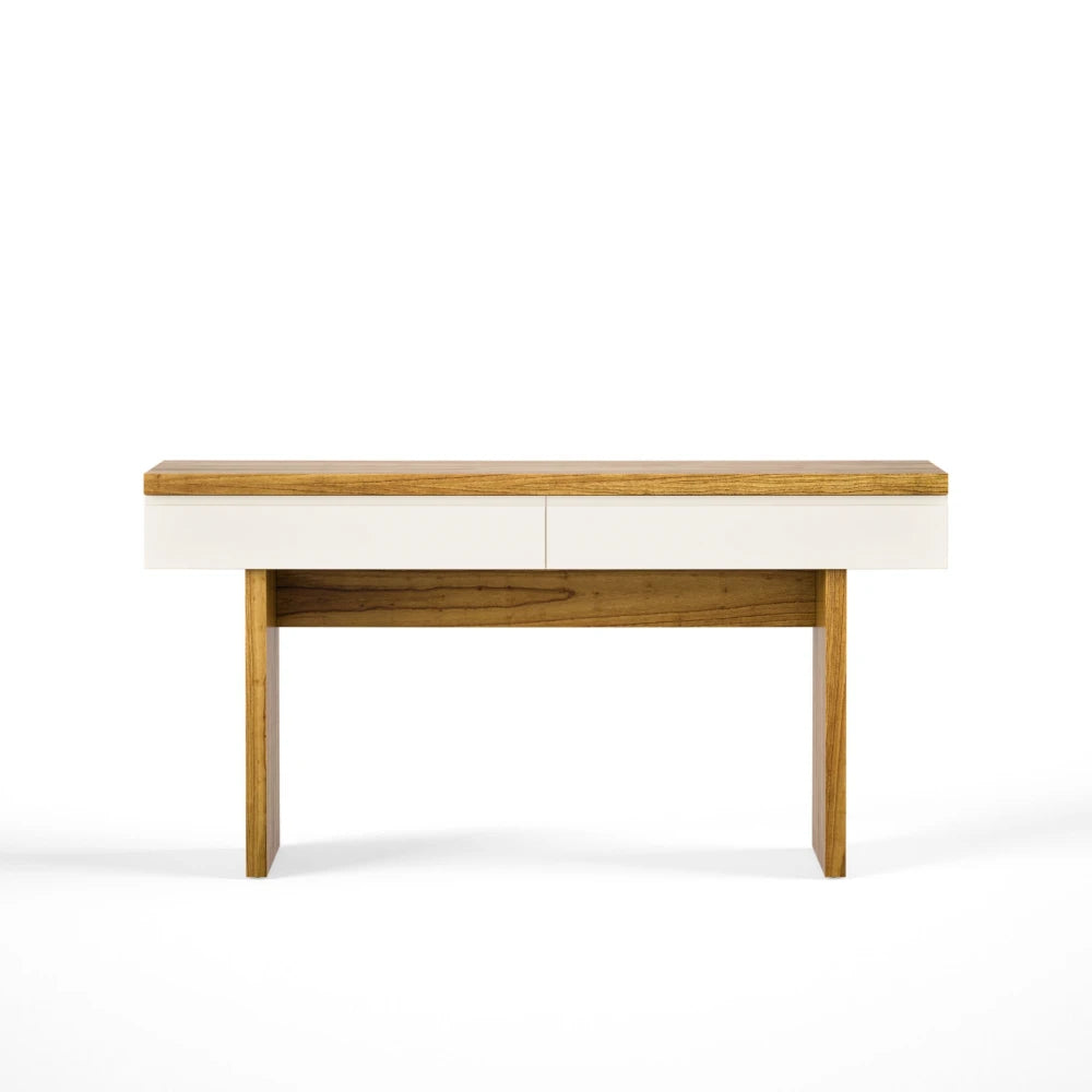 Mesa de Arrime Aparador 2 Cajones SUD - Linea Nevada - Off White / Cinamomo