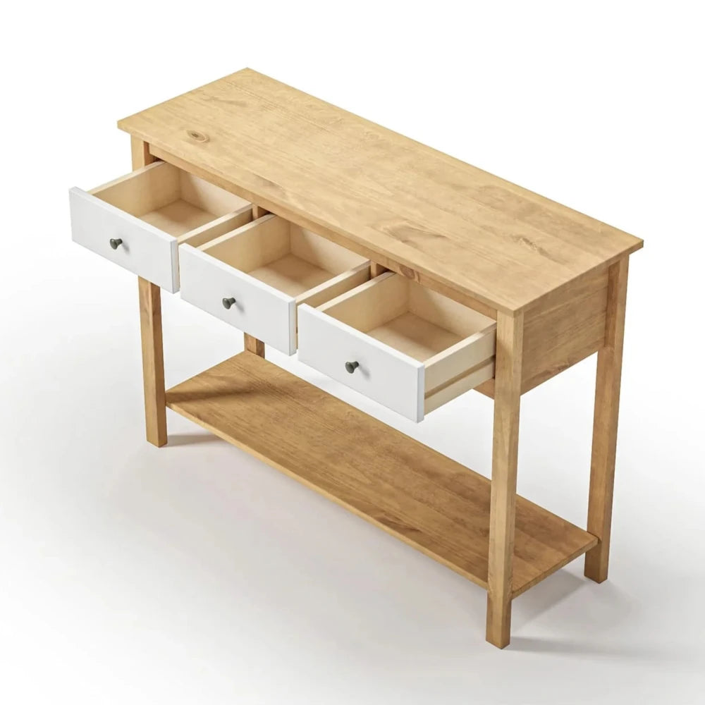 Mesa De Arrime Aparador 3 Cajónes - Línea Maden - Blanco