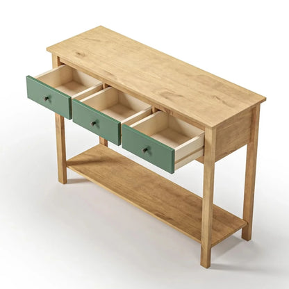 Mesa De Arrime Aparador 3 Cajónes - Línea Maden - Verde