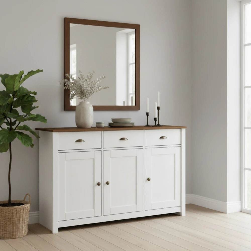 Aparador - 3 Puertas 3 Cajones - Línea Colonial - Blanco