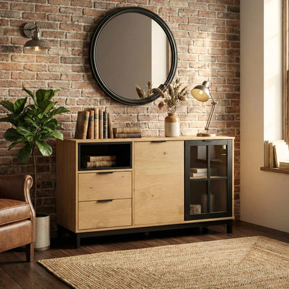 Aparador Bargueño Rack Living Comedor Madera Maciza - Línea Denver