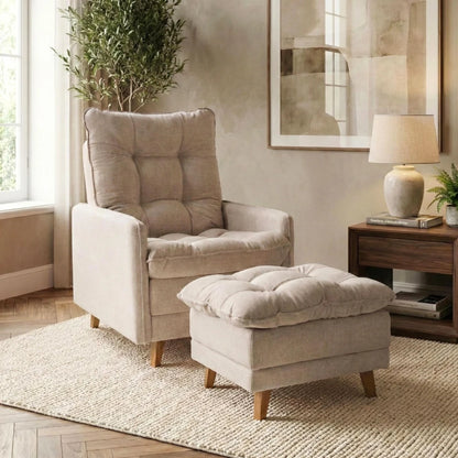 Poltrona reclinable Con Puff - Luxor - Beige
