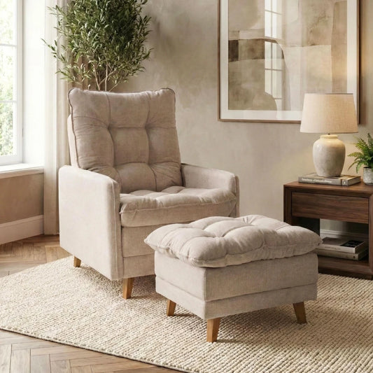 Poltrona reclinable Con Puff - Luxor - Beige