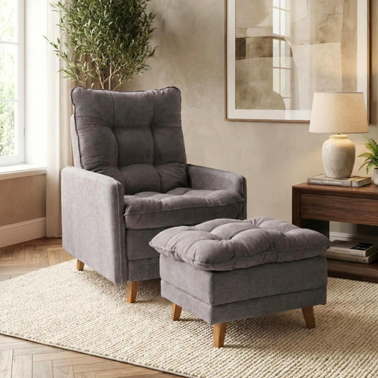 Poltrona reclinable Con Puff - Luxor - Gris