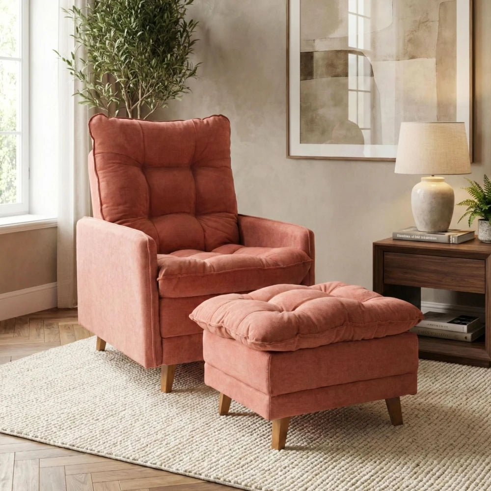 Poltrona reclinable Con Puff - Luxor - Beige