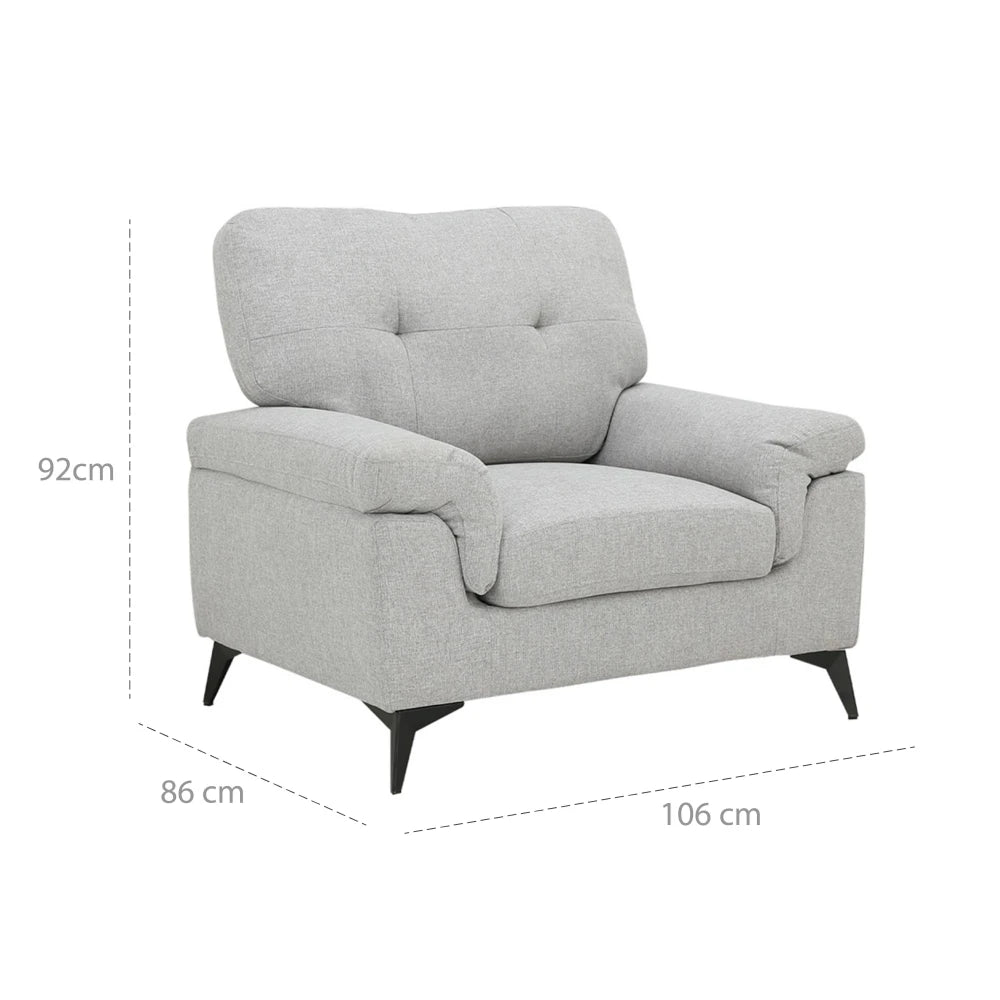 BUTACA Tela y Madera Natural Living - Cracovia - Gris Claro