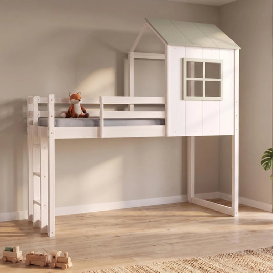Cama Casita Cabaña 1 Plaza Infantil - Blanco