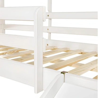 Cama Cabaña 1 Plaza Infantil + Tobogan - Blanco