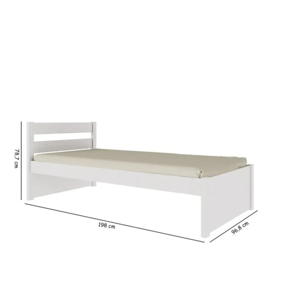 Cama 1 plaza - Nois - Madera Maciza - Blanco