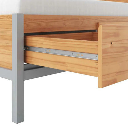 Cama 2 plazas - Madera Maciza Pino/Gris - Siena