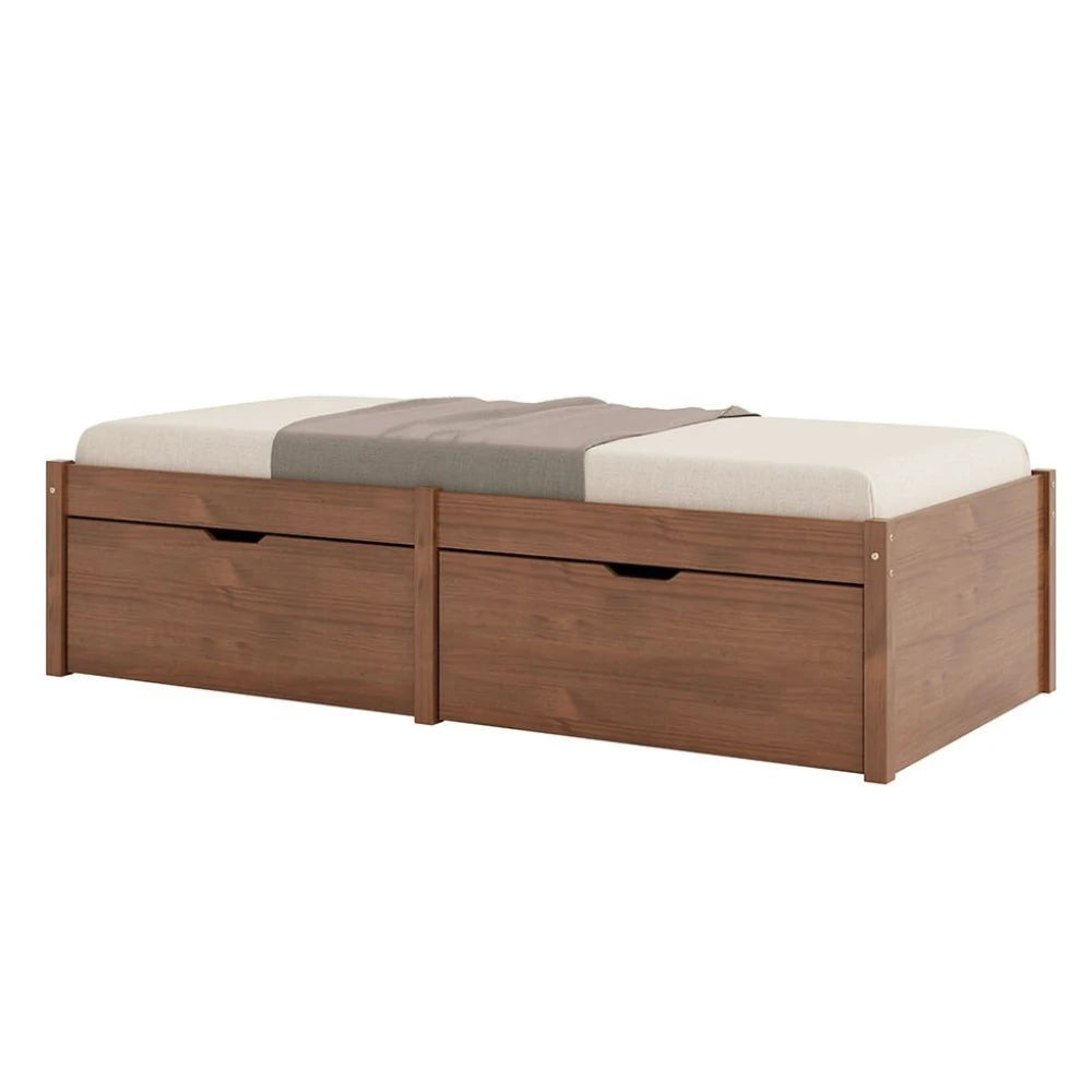 Cama Madera Maciza Con Cajones - 1 plaza - Linea beauty - Blanco