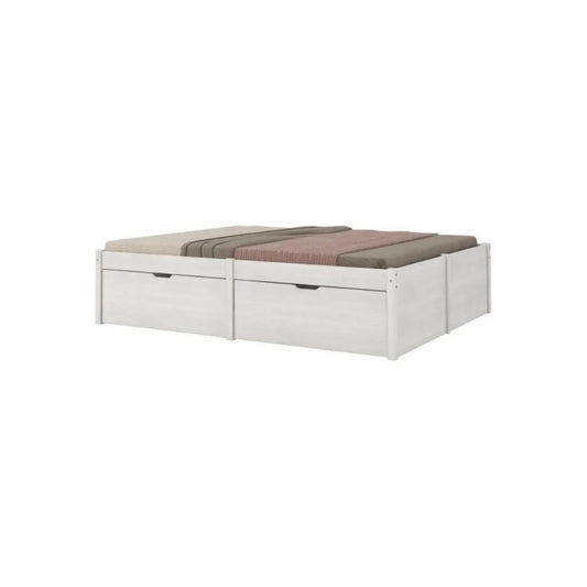 Cama Madera Maciza Con Cajones - Queen - Línea beauty - Blanco