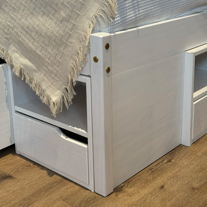 Cama Madera Maciza Con Cajones - 2 Plazas - Blanco