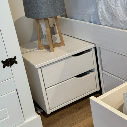 Cama Madera Maciza Con Cajones - 2 Plazas - Blanco